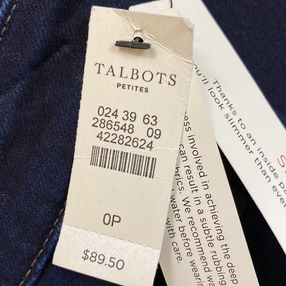 NWT Talbots flawless five pocket jeans woman’s size 0 p straight leg blue jeans - Picture 9 of 11